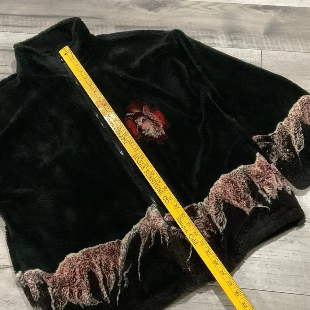 Vintage‎ for seasons plush fleece jacket wolf themed size x large